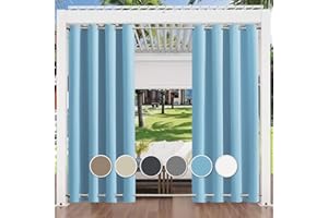 ‎AIYAOO Outdoor Vorhang Wetterfest mit Ösen Oben und Unten (Viele Höhen & Breiten Zur Auswahl) Wasserdicht Sichtschutz Terrasse Sonnenschutz für Balkon Veranda Pergola Gartenlaube, Blau