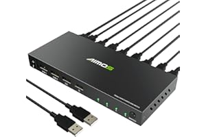 MLEEDA HDMI KVM Switch 4 Port Box 4K@60Hz, HDMI und USB Switch mit 4 USB 2.0 Ports, 4 PC teilen sich einen Satz Tastatur Maus und Monitor, Hotkey Switch unterstützen, mit 4 USB-Kabel