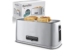 Breville Edge Silver 4-Slice Toaster with Extra Long Slots and High-Lift | Brushed Stainless Steel [VTR023]