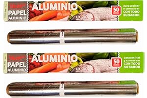 ESTHELAR SELECT Papel Aluminio de Cocina 100m (2 rollos de 50m) x 29cm - Profesional, Apto para Peluquerías. Extra Resistente al Calor, Fácil de Cortar, Papel de Plata Conservar Alimentos, Cocinar, Asar, Barbacoas