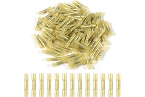 AOICRIE 100Pcs Heat Shrink Butt Connectors, 22-16 AWG Red Electrical Wire Connectors Automotive Marine Grade Wire Crimp Terminals Butt Splices, Ideal for Boat, Truck, Stereo (Yellow)