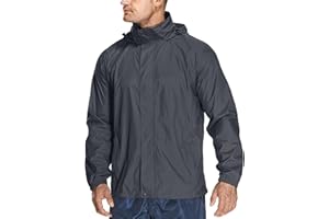 mosingle Mens Waterproof Packable Jacket, Foldaway Hood Rain Jacket Mens Coat Raincoat Lightweight Windbreak for Spring Travelling Outdoor