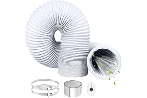 ComPDCVD 100mm Bianco Tubo di Scarico 3 m Condotti Tubo di Ventilazione Flessibile in Alluminio PVC con 2 Fascette Stringitubo in Acciaio per Aria Condizionata, Asciugatrice, Cappa Aspirante