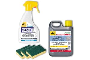 MASTERBRICO Kit Pulizia con Algaenet 500ml + Hydrorep Eco 1L + Spugne – Detergente Anti Alghe + Protezione Idrorepellente Ecocompatibile Per Rimuovere Muschi da Cemento, Fughe, Mattoni, Klinker, Tufo