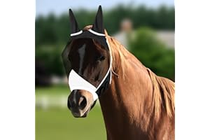 Vylyciy Pferde Fliegenmaske,FliegenmaskS Pferd UV Schutz,Pferd Mesh Fliegenmas,Atmungsaktive Fliegenmak Pferds Cob Warmblut Pferdemaske,Fliegenhaube Pferde,Horse Fly Mask,Fliegenmak für Pferda,Schwarz