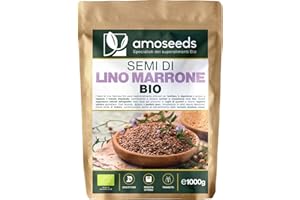 AMOSEEDS Semi di Lino Marrone BIO 1KG | Interi, Naturale, Senza Glutine né Additivi | Ricchi di Omega 3, Fibre | Flaxseeds di Qualità Superiore