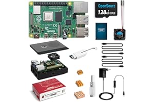 OpenSourz Raspberry Pi 4 Modello B 8GB RAM con 128GB Scheda SD, Alloggiamento PC/ABS, Dissipatore Termico, Ventola di Raffreddamento, Cavo HDMI, Alimentazione USB-C 5V 3A con Interruttore