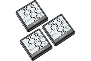 hoyiours Cyfrowy termometr pokojowy, 3 sztuki, monitor temperatury pomieszczenia i wilgotnościomierz, wewnętrzny higrometr, czarny