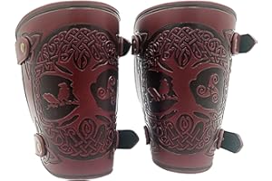SEHABY Tree Of Life Bracers Viking Arm Guards Embossed Leather Armor Cuffs Yggdrasil World Tree Buckle Arm Armor Cuff Medieval Leather Wristbands Gauntlet Wristband Adjustable Punk Arm Guards Halloween