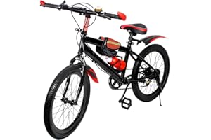 KumuJ 20 Inch 7-Speed Children's Bicycle Mountain Bike with Kettle and Storage Bag Play Wheel Red Children's Bicycle for Girls and Boys - Bicycles for Adjustable Height