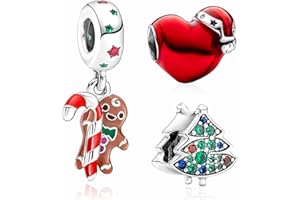 MSPOVOF Christmas Charms 5A Cubic Zirconia 925 Bracelets en argent sterling Pendentif Noël Anniversaire cadeau pour les femmes