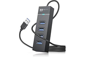 SAN ZANG MASTER Hub USB, 4 porte USB 3.0 con cavo esteso da 100 cm, adattatore USB a 5 Gbps, cavo USB senza latenza, extra leggero, super veloce, adatto per MacBook Pro/Air, Surface Pro, Mobile HDD