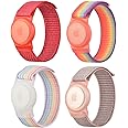 ECVV 4 Pieces Apple Airtag Wristband for Airtag Nylon Airtag Bracelet Anti-Lost GPS Trackers Protector Case Cover Watch Strap for Elderly Children Kids Velcro Adjustable Watch Bands