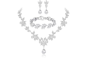 Finrezio Set di Gioielli da Sposa da Sposa per Donna, Collana di Strass, Bracciale, Orecchini, Set, Gioielli di Cristallo da Damigella d'Onore