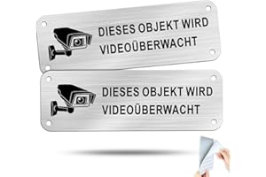 SINMAO Signs with This Object Will Be Video Surveillance Sticker, Aluminium Warning Sign 15 x 5 cm, Video Surveillance Sticker, Burglary Protection, Camera Surveillance Warning Sign x 2 Pieces