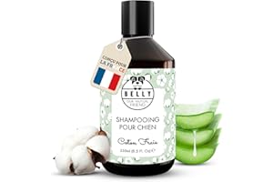 BELLY OUR MUTUAL FRIEND Belly® Shampoing Chien Peau Sensible - 250ml - Arôme de Coton Frais - pH Équilibré - Hypoallergénique - sans Allergène ni Paraben - Shampoing pour Chien Hydratant et Adoucissant à Base de Plantes