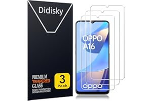 Didisky [3-Unidades Cristal Templado Protector de Pantalla para Oppo A16 / A16S / A54S, Antihuellas, Sin Burbujas, Fácil de Limpiar, 9H Dureza, Fácil de Instalar, Transparente