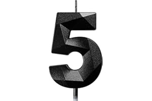DERATTA Geburtstagskerzen Zahlen Kerze 5 Tortendeko 5. Geburtstag Junge Mädchen Kerzen Geburtstag Schwarz 0-9 Zahlen Geburtstagskerzen für Torte