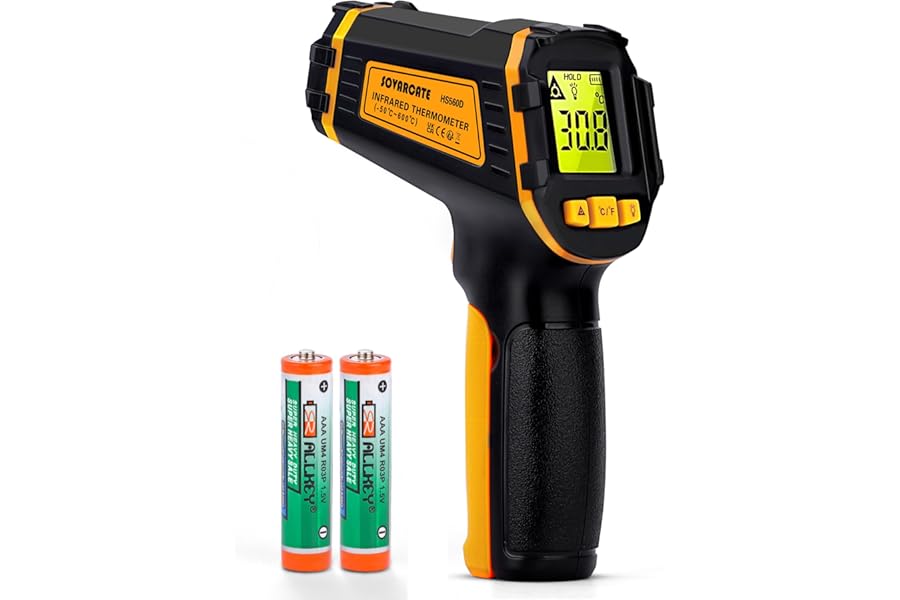Infrared Thermometer Gun -50℃~600℃ Non-Contact Digital Laser Temperature Gun for Cooking, Pizza, Oven, Refrigerator, Food, Vehicle Repair, Freezer, Candy