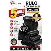 Kalbi Ticaret Kalın &Ccedil;&ouml;p Torbası 500 gr X 5 Rulo Siyah &Ccedil;&ouml;p Poşeti 80x110 Cm Jumbo End&uuml;striyel &Ccedil;&ouml;p Torbası