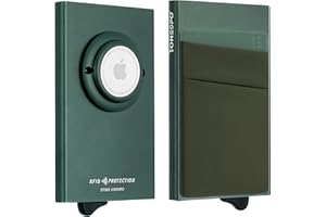 1onespo ULTRASLIM Porta carte di credito uomo - Portafoglio Airtag- Porta tessere e documenti - Portacarte protezione RFID, Verde