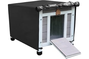 HICAPTAIN Casetta per gatti per esterni con rivestimento, resistente alle intemperie, in legno, per animali di piccola taglia, con rivestimento 42 x 51 x 43 cm (grigio)