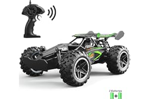 SZJJX RC Voiture Télécommande Jouets pour Enfants Voitures en Alliage 2WD 2.4 GHz Camion 15+KM/H Haute Vitesse Voiture de Course Buggy avec Deux Batteries Cadeau pour Filles et Garçons Vert