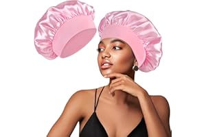 Oumida Bonnet Satin Cheveux Nuit, Bonnet Satin en Soie Souple et Éllastiquepour Pour Femmes Cheveux Longs Cheveux Bouclés