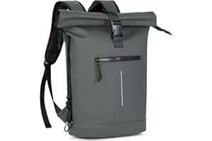 ‎LEKEINCHI Lekeinchi Rolltop Rucksack Wasserdicht für Damen & Herren, Großer Laptop Rucksack mit Computerfach für 17 Zoll Laptop, Elegant Reiserucksack Daypack für Reisen, Radfahren, Uni Schule-Grau