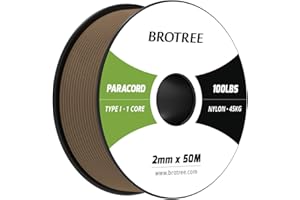 Brotree Paracord 2mm 50M Corda Nylon 1 Filo Corda di Sopravvivenza Tipo I per Esterno, Artigianato, Fatto a Mano - 45 kg Carico di Rottura (Marrone Terra)