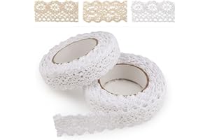 ‎ASTARON ASTARON Selbstklebende Spitze, Spitzenband im Vintage-Stil, Beige, selbstklebendes Zierband, Spitzenband, für Handwerk, Hochzeit, Dekoration, Scrapbooking, Geschenkbox (Stil B – Weiß)