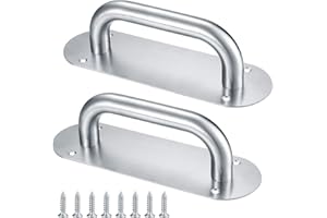 HAOCHEN Door Handles, Pull Push Door Handles with Back Plate, Gate Cabinet Cupboard Barn Shed Toilet Door Sliding Handles, Heavy Duty Pull Handles Hardware