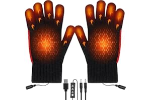 Lomffy Guantes Calefactables USB para Hombre Mujer, Doble Cara Guantes Térmicos Guantes de Invierno 3 Temperatura Manoplas Térmicas Calientamanos Regalo Mitones esquí de Punto para Interior Exterior
