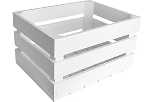 Creative Deco Weiße Holzkiste | 40 x 30 x 23 cm | Geschliffen | Kiste Holz | Obstkiste Deko Weinkisten Apfelkiste | Perfekt als Holzbox Geschenkbox Spielzeugkiste Aufbewahrungskiste Osterdeko