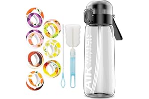 SuperUvistare Air Gourde 750 ml Sport Air Gourde avec 7 Capsules de Saveur Parfum de Fruits Bouteille Sans BPA 0 Sucres 0 Calories Fitness et Outdoor Gris