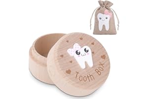 HOTUT Porta Dentini Da Latte, Scatola Porta Dentini da Latte, Scatola Porta Dentini da Latte in Legno Intagliato 3D, Scatola per Denti Carini Scatola per Ricordi per Bambini Ragazzi e Ragazze