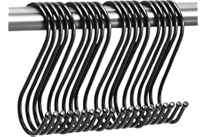 GEMMAHW 12CM Large S Hooks (20-Pack), Black Metal Hanging Hooks for Kitchen, Bathroom, Garden, Sturdy Utensils