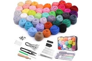 luokefe 45 Colors Needle Felting Kit, Felting Wool Roving Starter Kit with Needles, Basic Tools and Accessories for Beginners DIY Craft
