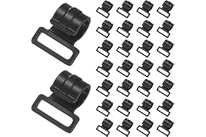 TIXIPEM 0.4IN Tent Pole Clips [30PCS] - C-Shaped Clamp for Camping & Awning & Canopies - POM Plastic Attachment With Webbing Strap