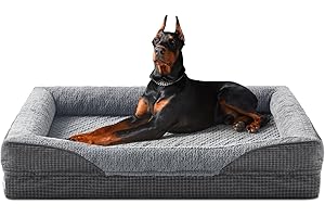 FURTIME XXL Orthopedic Memory Foam Dog Bed (120lbs), Waterproof Fabric and Egg Shaped Memory Sponge Promotes Health and Pressure Relief Design, Therapeutic Bed for Large Dogs, 122x89x19cm