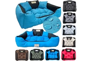 KING DOG Legowisko kojec dla psa kota, Poduszka dla psa, Personalizowane - imię psa, Wodoodporny materiał, nadaje się do prania, Silikonowe wypełnienie (XL 115 x 95 cm, Niebieski)