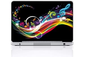 Meffort Inc 15 15.6 inch Laptop Skin Sticker Cover Art Decal Fits 13.3" 14" 15" 16" Notebook PC (Free 2 Wrist Pad) - Rainbow Music Note Design