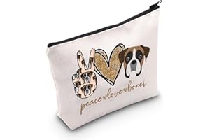 LEVLO Trousse de maquillage pour chien Boxer - Cadeau pour propriétaire de chien - Cadeau pour femme et fille, Boxer Peace Love, Trousse de maquillage