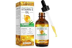 LXITIAN Vitamine E Huile, Huile De Vitamine E 75,000 Ui, 100% Naturel vitamine e Liquide Pure pour le Visage, les Cheveux, les Ongles et la Peau, Anti-âge et Anti-rides, Pour les Cicatrices et les Vergetures