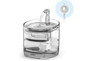 NPET Fontanella per Gatti con Sensore di Movimento, Trasparente Cani Gatti Fontana con Pompa Super silenziosa, Fontana d'acqua con 2 Filtro a Carbone Attivo, capacità 1,5 L WF050TP