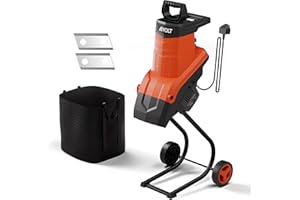 AIVOLT 2500W Garden Shredder, Electric Wood Chipper, Crush up to 45mm, 3600rpm Speed, 10m Power Cable, Reversible Steel Blades with Detachable 50L Collection Bag for Garden Debris, Leaves and Branches