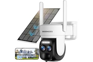 BEENOZO [8X Zoom Ibrido] 4K Telecamera di Sorveglianza WiFi Esterna senza fili Solare, 360°PTZ Telecamera IP Batteria, con Pannello Solare, Rilevamento Umano AI, Visione Notturna Colore, Sirena, Audio