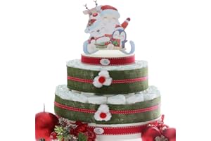 VIALE MAGICO Torta Pannolini Natalizie, Baby Shower Tema Natale, Regalo Economico (Torta da 30 Pannolini Slitta di Babbo Natale)