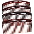 4 Pack of Large 9cm Plain French Side Hair Combs Slides Grips Clips Hair Accessories for Women Girls by Glitz4Girlz (Tort Brown)