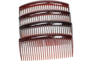 4 Pack of Tort Brown Large 9cm Plain French Side Hair Combs Slides Grips Clips Hair Accessories for Women Girls by Glitz4Girlz